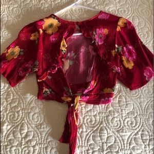 Floral open back crop top